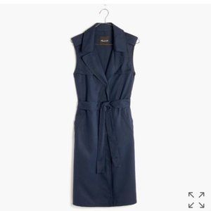 Madewell XS Long Trench Vest w/ Waist Tie - Navy Blue - XSMALL